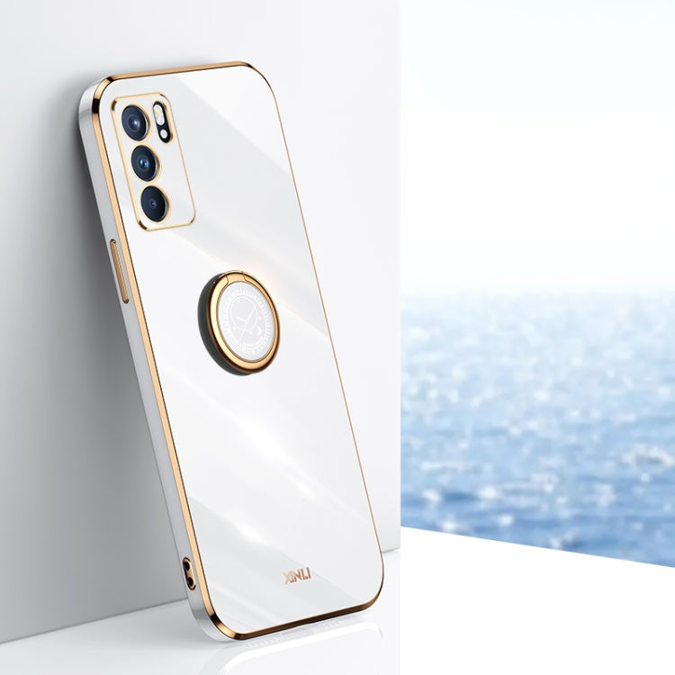 Electroplate TPU phone case with ring holder, white back with gold trim