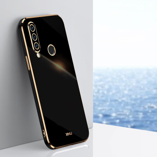 Black electroplate TPU phone case with gold-edged camera cutouts and raised bezel