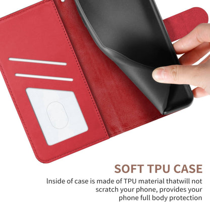 Red folio case interior with card slot panel and protective TPU-style lining