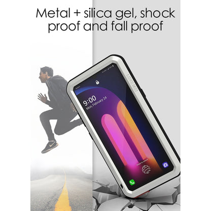 Silver rugged waterproof phone case with tempered glass front and shockproof metal frame