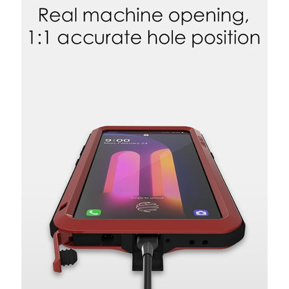 Red rugged phone case with tempered glass front and precise bottom port cutouts