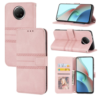 Pink horizontal flip phone case with card slots, photo window, and magnetic closure