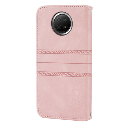 Pink textured phone case with camera cutout and embossed stripe design