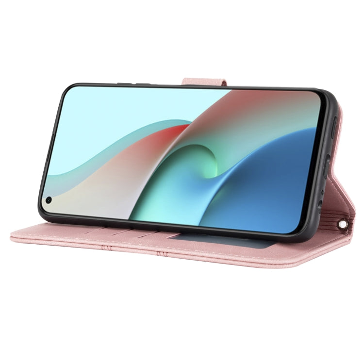 Pink folio phone case propped open for viewing, with horizontal flip stand
