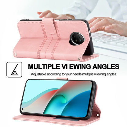Pink flip phone case on desk stand with card pocket and photo window