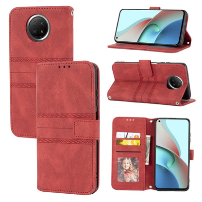 Red PU folio phone case with card slots, photo window, and magnetic flip cover