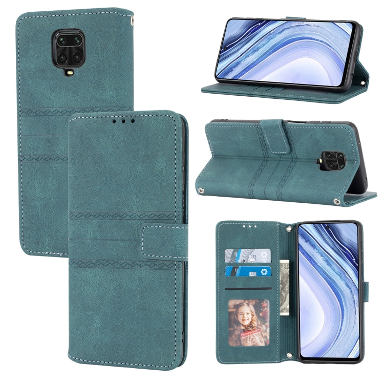Teal magnetic flip phone wallet case with card slots, photo window, and landscape stand.