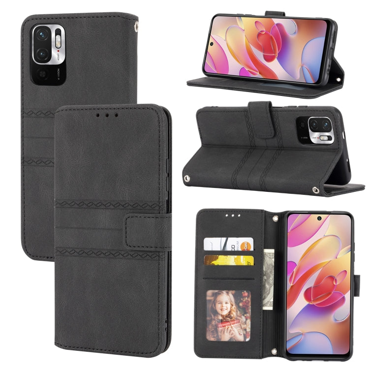 Black PU flip wallet case with magnetic buckle, card slots and photo frame window.