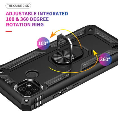 Black phone case with adjustable 360° rotating metal ring kickstand