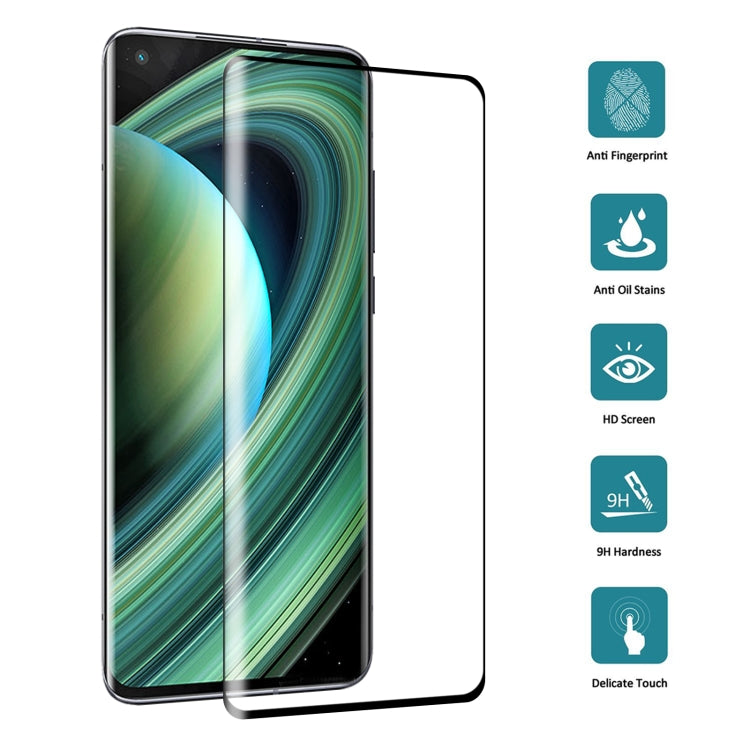 Full-screen tempered glass protector with anti-fingerprint and oil stain icons