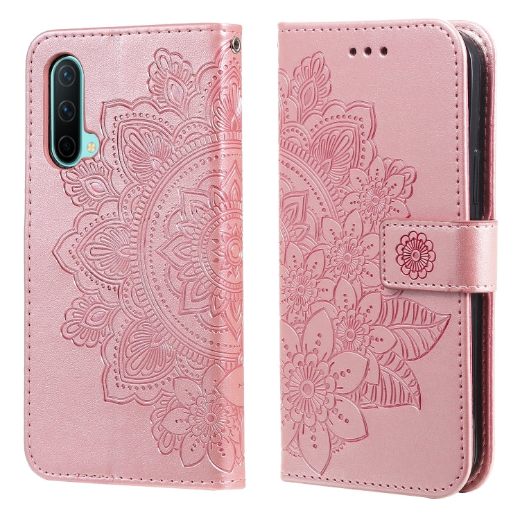 Rose gold embossed floral PU leather flip phone case with card slots and holder strap