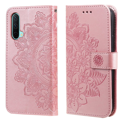 Rose gold embossed floral PU leather flip phone case with card slots and holder strap