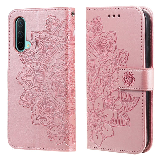 Rose gold embossed floral PU leather flip phone case with card slots and holder strap