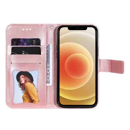 Rose gold floral PU leather phone wallet case with card slots and side photo window