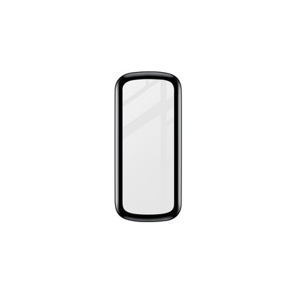 Clear curved watch screen protector film for a smartwatch display.