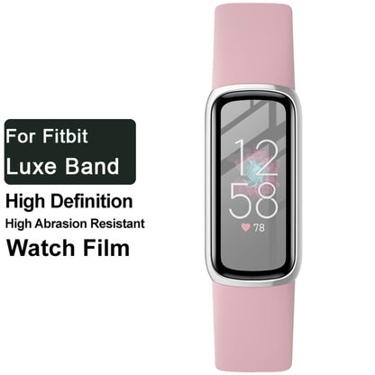 Clear watch film applied to a pink smartwatch display window.