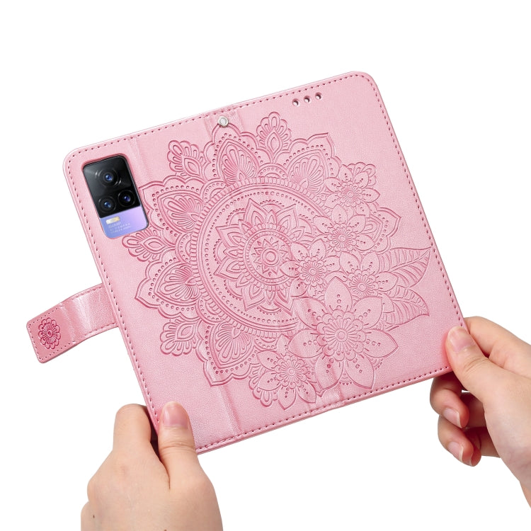 Rose pink embossed floral folio phone case with card slots and secure front flap