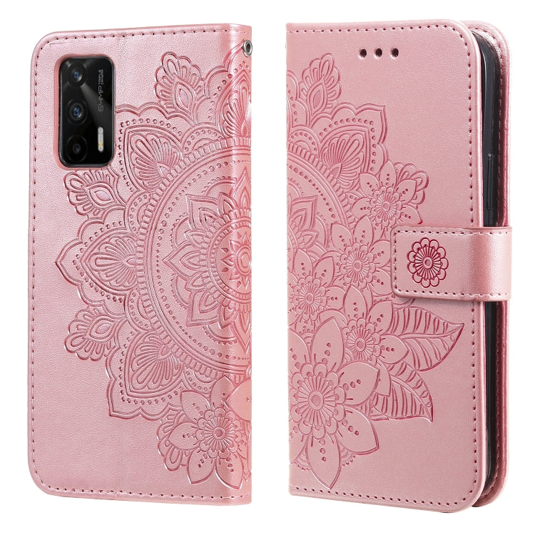 Light pink floral embossed PU leather phone wallet case with magnetic strap and camera cutout