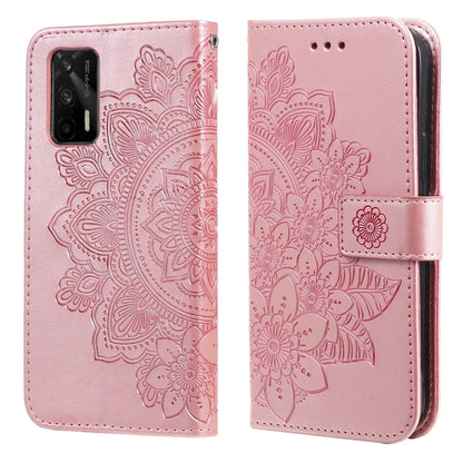Light pink floral embossed PU leather phone wallet case with magnetic strap and camera cutout