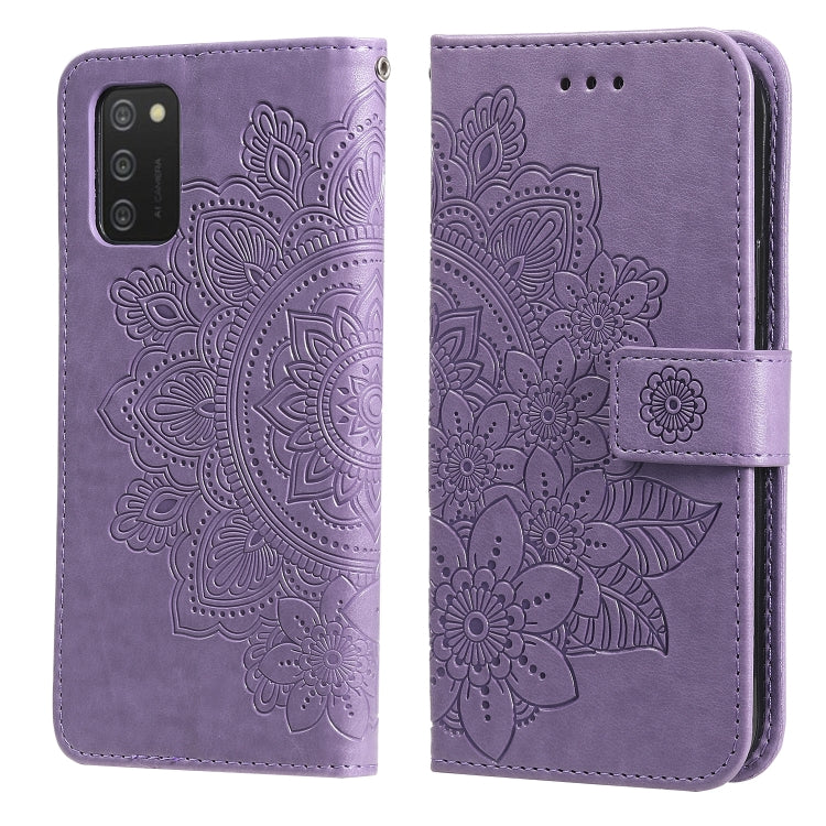 Purple floral embossed PU leather phone wallet case with magnetic strap and card slots