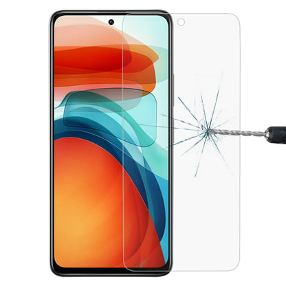Clear tempered glass screen protector on phone screen with impact-crack shield