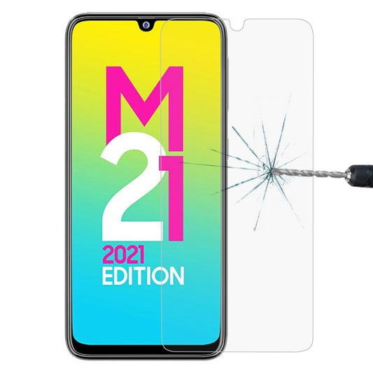 Clear tempered glass screen protector on phone screen with impact-crack shield