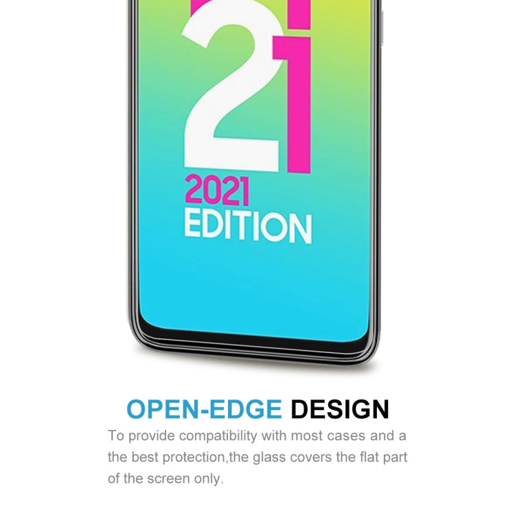 Tempered glass screen protector with open-edge design for flat screen coverage