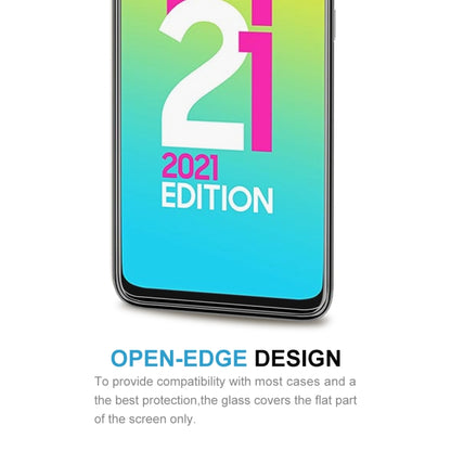 Tempered glass screen protector with open-edge design for flat screen coverage