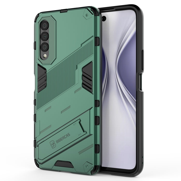 Teal-green shockproof phone case with rugged 2-layer armor design and textured grip
