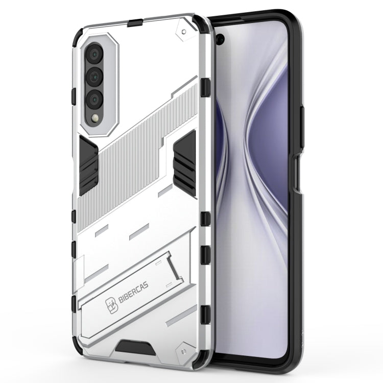 White shockproof phone case with raised corners, rugged 2-layer armor and grip texture