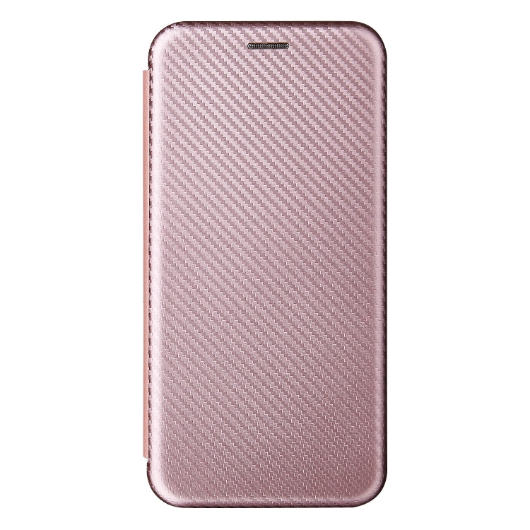 Pink carbon fiber textured magnetic flip phone case, closed