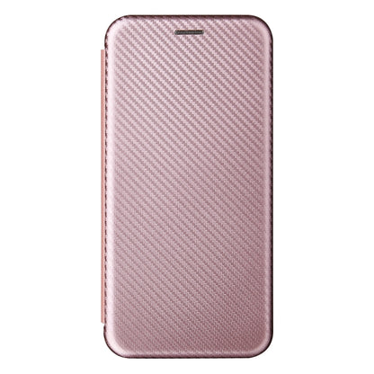 Pink carbon fiber textured magnetic flip phone case, closed