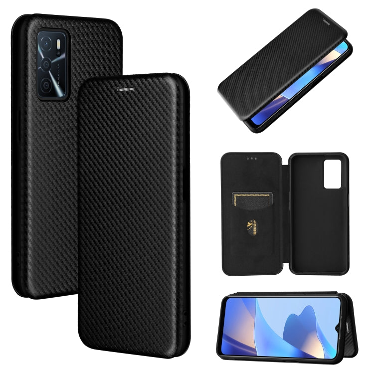 Black magnetic flip phone case with carbon fiber texture and card slot
