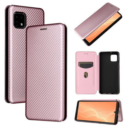 Pink carbon fiber textured magnetic flip phone case with card slot