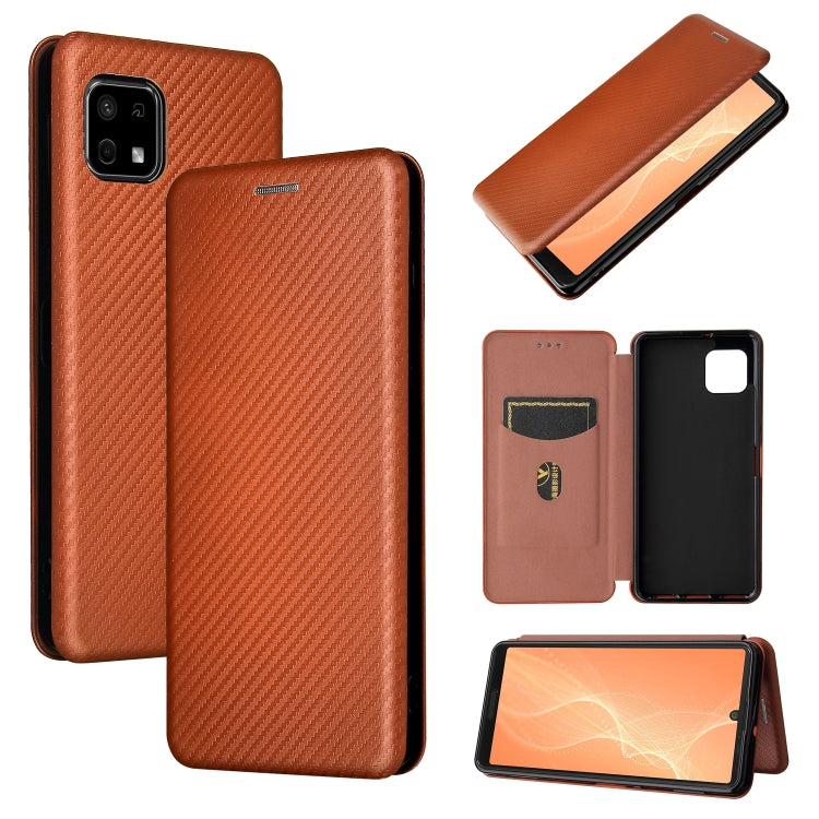 Rust brown carbon fiber textured magnetic flip phone case with card slot