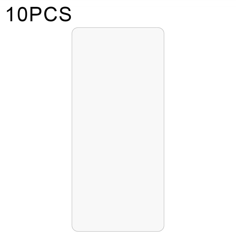 Tempered glass screen protector film, 10-pack, 2.5D curved edges.