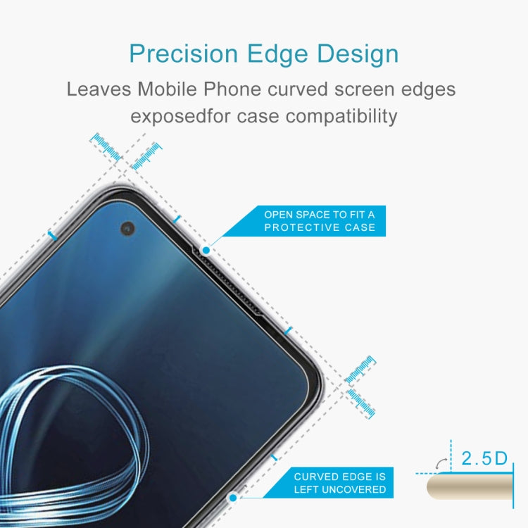 Curved-edge 2.5D tempered glass screen protector, leaves case space