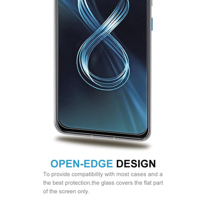 Open-edge tempered glass screen protector for flat screen area, 2.5D fit