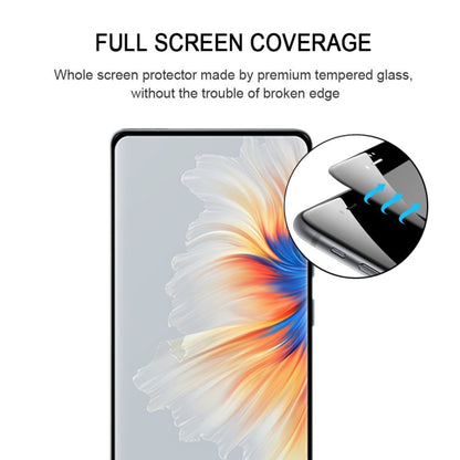 Tempered glass screen protector film with curved edge overlay on smartphone display