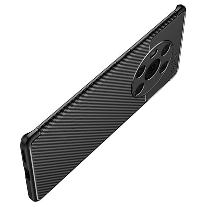 Black carbon fiber texture phone case with slim profile and camera cutout