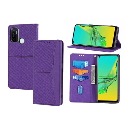 Purple PU leather magnetic flip phone case with card slots and kickstand