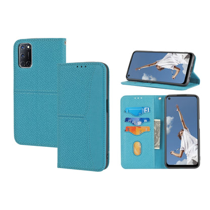Blue magnetic flip wallet phone case with card slots and stand