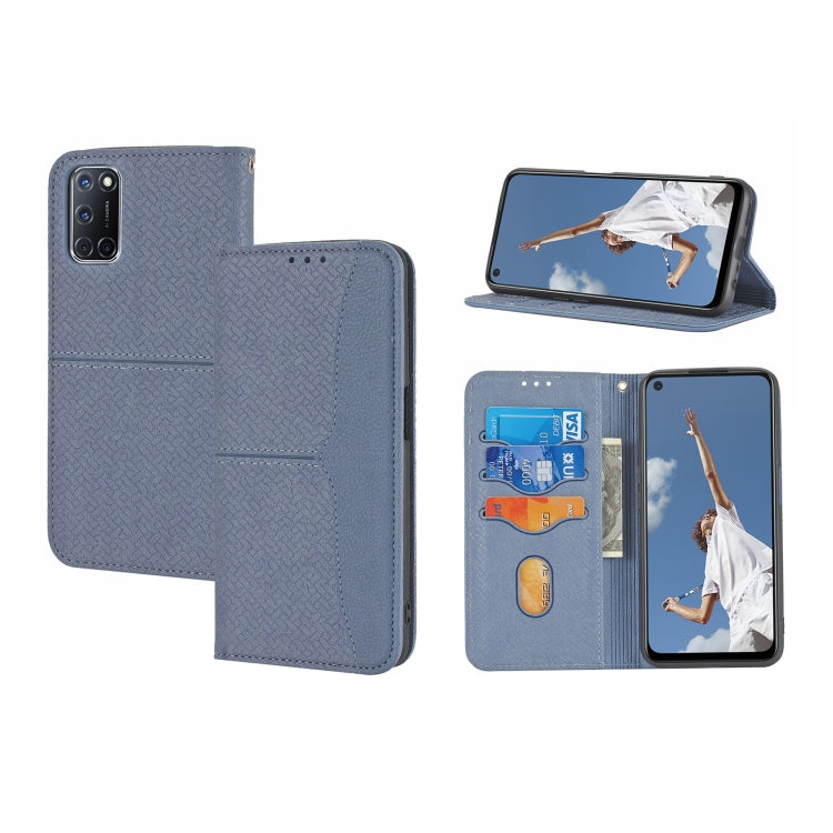 Grey magnetic flip phone wallet case with card slots and stand