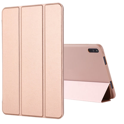 Rose gold leather tablet case with tri-fold horizontal flip stand for viewing support