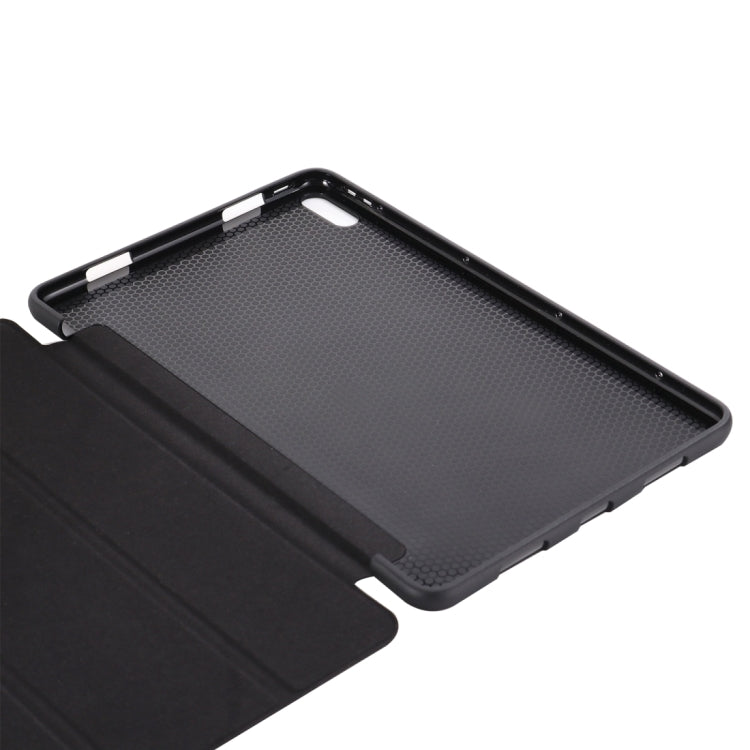 Tablet case interior with textured back panel and flip-cover hinge