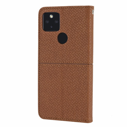 Brown PU leather flip phone case with textured pattern and magnetic wallet cover