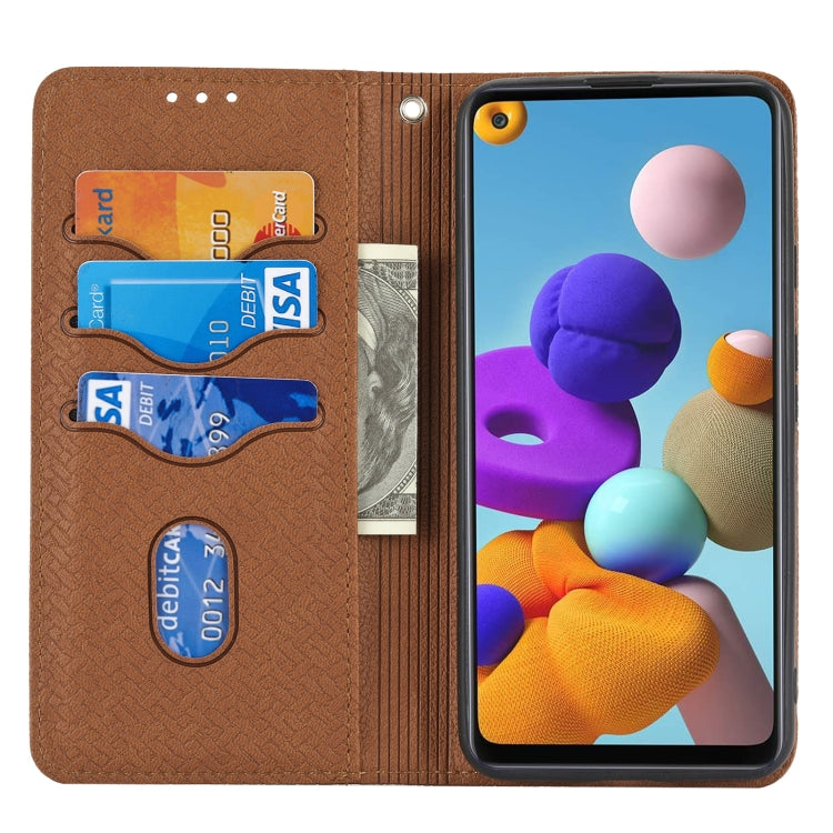 Brown PU leather wallet flip case with card slots and exposed inner pocket for phone