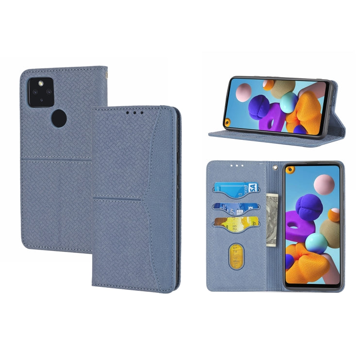 Grey PU leather magnetic flip phone case with card slots and horizontal stand view