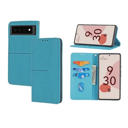 Light blue PU leather magnetic flip phone case with card slots and stand mode