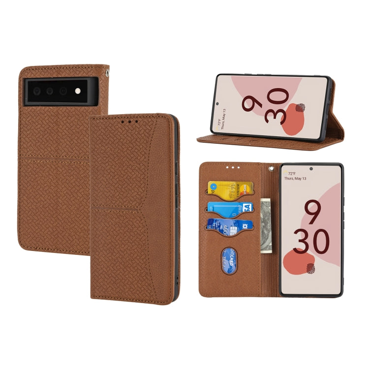 Brown PU leather wallet flip phone case with magnetic closure and card holder pockets